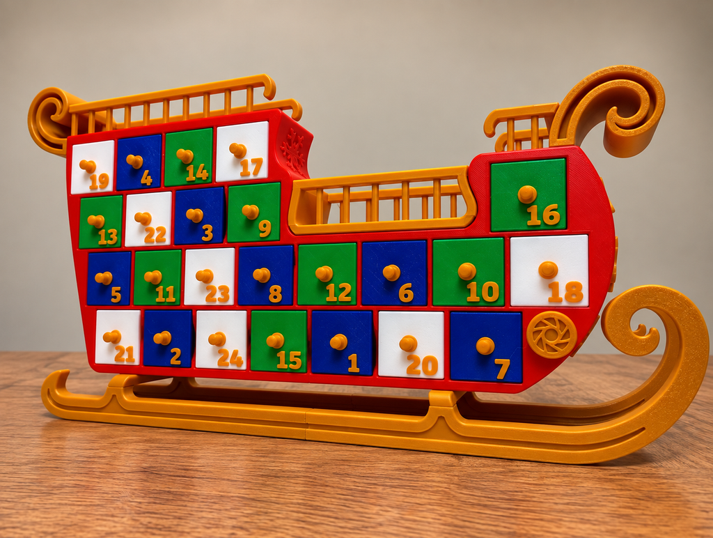 Christmas Advent Calendar Sleigh Sledge 24 Day Countdown Decorative Christmas Gi