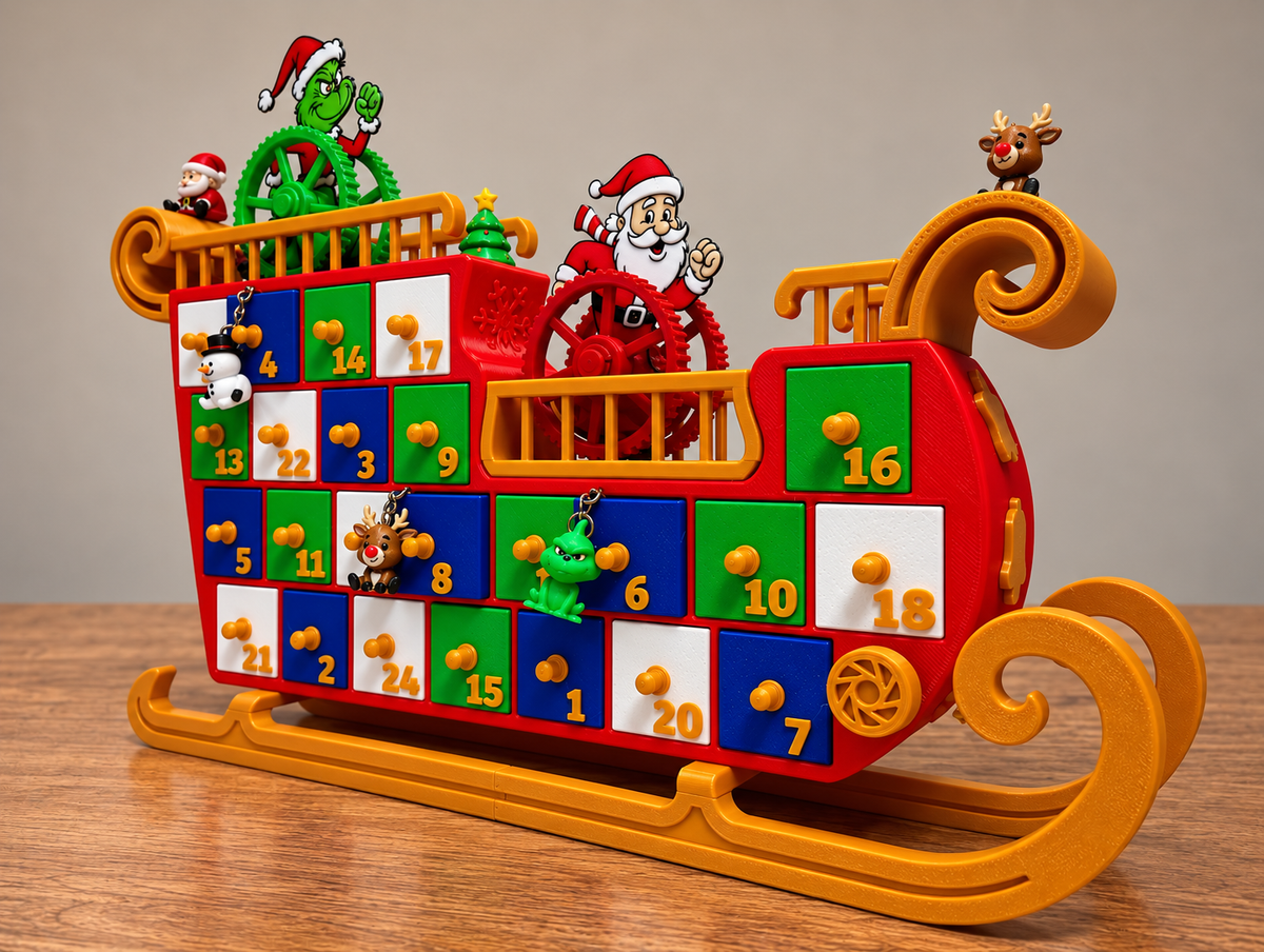 Christmas Advent Calendar Sleigh Sledge 24 Day Countdown Decorative Christmas Gi