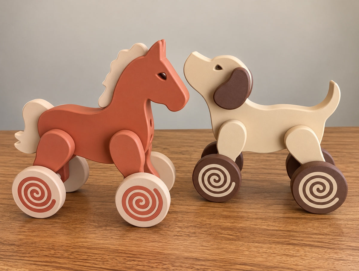 Pull Along Horse or Dog Toy Kids Toy Animal Gift